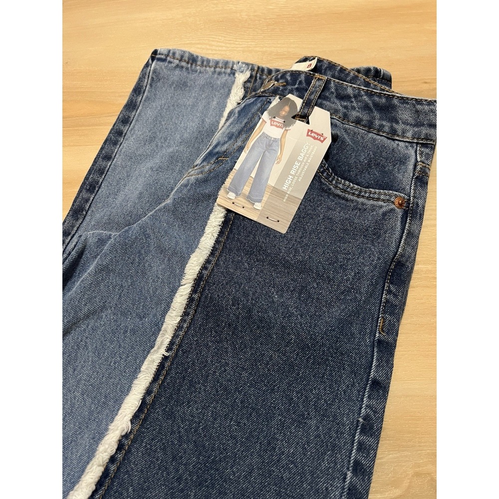 NWT Levi's Girls High Rise Baggy Shade Blocked Jeans Size 8 Wide Leg Youth Kids‎